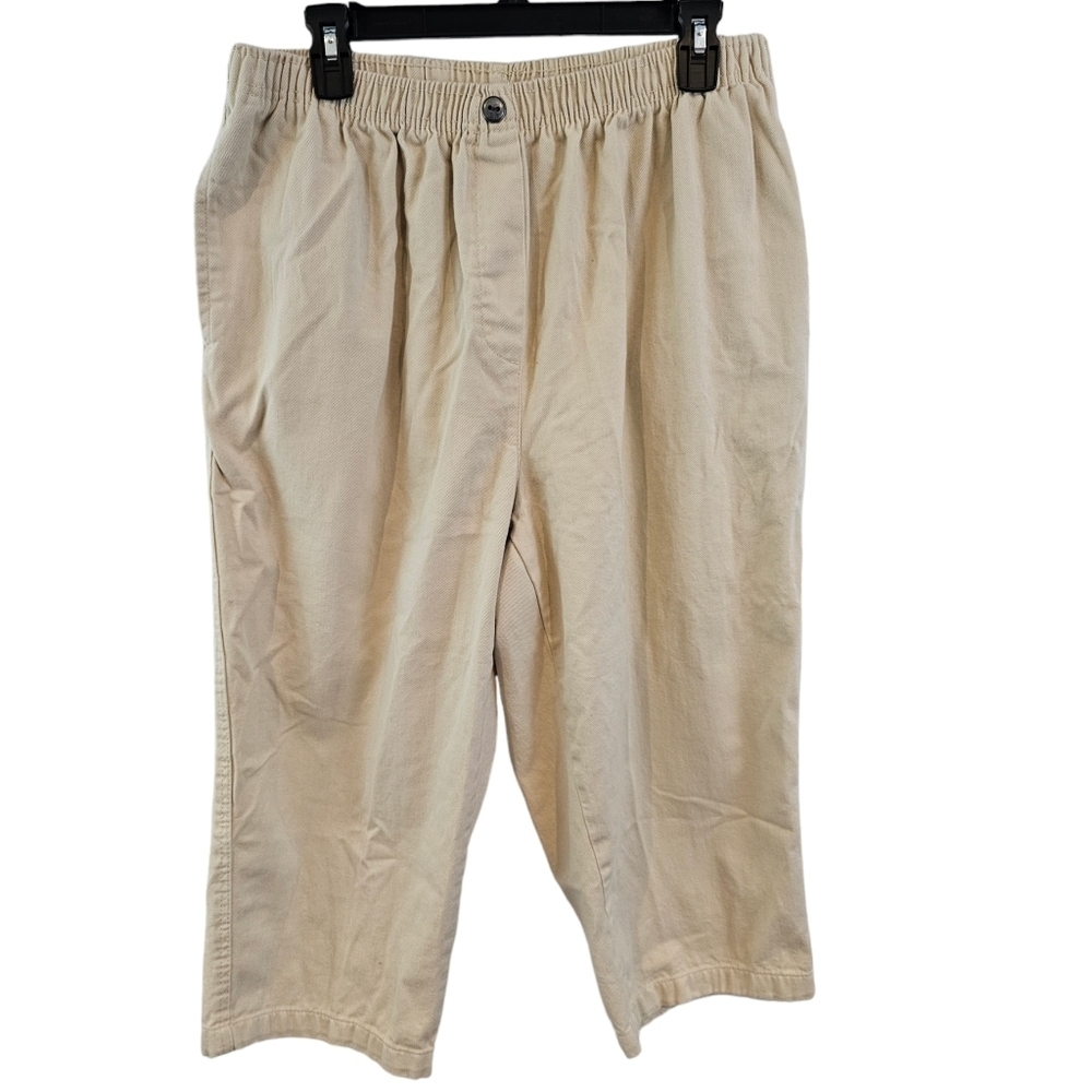 3/$25 Woman Within Size 18W Cream Colored Crop Capri Pants